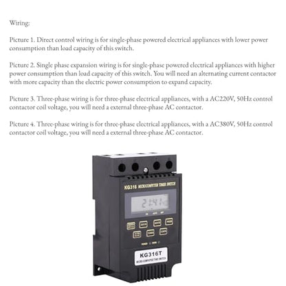KG316T Digital Programmable Timer Switch, Microcomputer Power Relay Controller with LCD Display, 25A 110V AC, 10 On/Off Programs 1min-168h Timing for Lights Fans Motors Appliances
