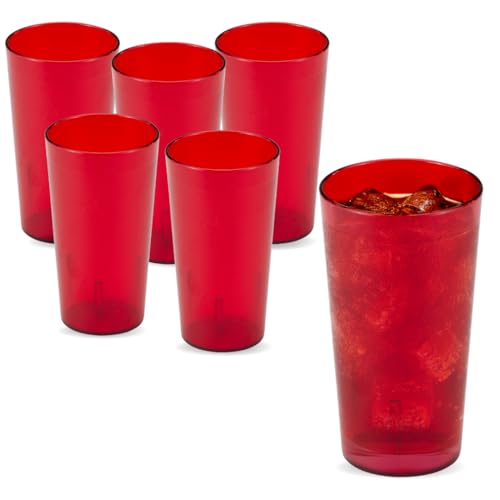 Cambro 16 Ounce (oz) Restaurant Grade Beverage Tumblers (6 Pack) - Drinking Glasses, Stackable, BPA-Free, Shatter-Proof, Dishwasher Safe (Ruby Red) - color: Ruby Red