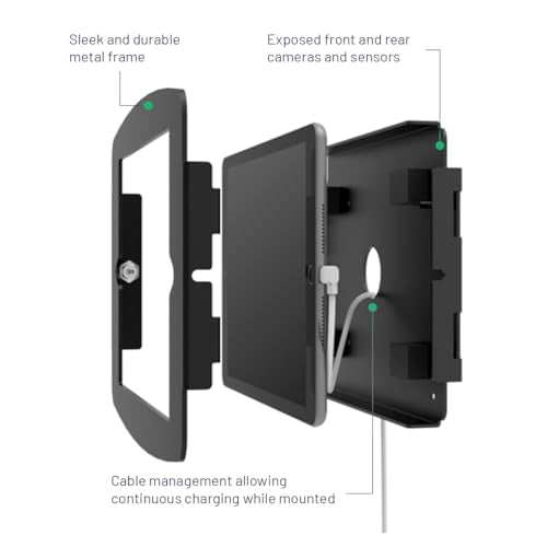 Compulocks Space Enclosure Wall Mount, Secure Anti Theft Display Holder for iPad 10th and 11th Generation (A16), Durable Steel Security Case with Lock – Black - size: iPad 10.9" 10th Gen