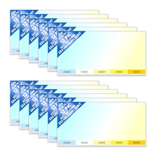 12Pack 2x4 LED Panel Light 5CCT Selectable Drop Ceiling Light Fixture - size: 12Pack, style: 2x4