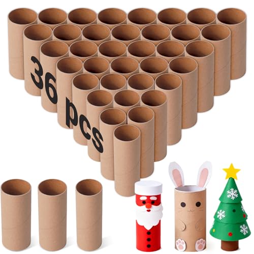 Czoynife Brown Cardboard Tubes for Crafts, 36Pack, Bulk Paper Rolls for Kids DIY, Classroom Art Supplies, Holiday Decor (1.38x3.98, 1.57x3.98,1.69x3.98) - color: Brown, size: 36Pack