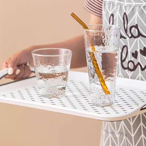 2PCS Large Non Slip Serving Tray with Handles Food Trays for Eating on Couch TV Lap Tray with Silicone Grippy Dots for Breakfast Dinner, Set of 2, White - color: 2-white