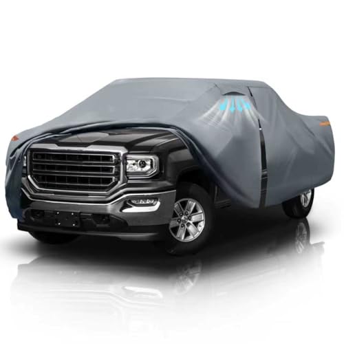 Sierra 1500 Truck Cover Custom Fit 2002-2026 Regular Cab Long Bed(8.15') with Door Zipper, 10 Layers Outdoor Heavy Pickup Truck Cover Waterproof All Weather, Wind Dust Sun Protector. - size: Custom fit GMC Sierra 1500 Regular Cab LB