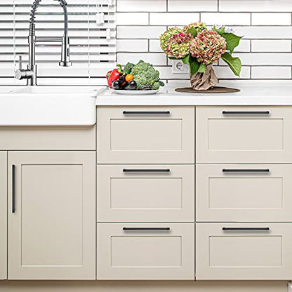 Ravinte Matte Black Cabinet Handles Square Pulls 11-5/16 Inch 10 Pack - size: 11-13/16 Inch (11-5/16 Inch Hole Center)