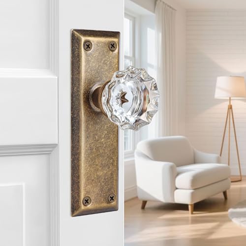 Vintage Glass Dummy Door Knobs Interior Single Sided, Antique Bronze - color: Vintage Antique Brass, size: Single Dummy