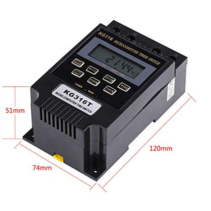 KG316T Digital Programmable Timer Switch, Microcomputer Power Relay Controller with LCD Display, 25A 110V AC, 10 On/Off Programs 1min-168h Timing for Lights Fans Motors Appliances