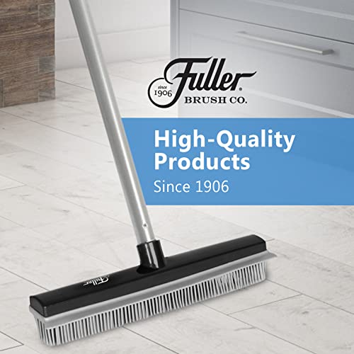 Fuller Brush Rubber Broom – for Carpets Floors Stairs Upholstery – Electrostatic Action Removes Pet Hair Lint Fuzz Dirt Particles – Built-in Squeegee Tackles Wet Messes (Complete Broom)