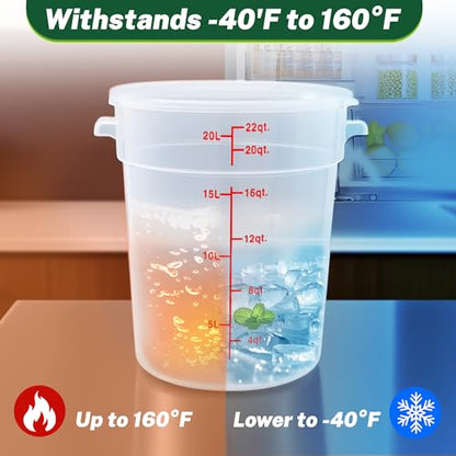 4 Pack 22 Qt Round Food Storage Containers with Lids, Translucent - color: 22 Quarts