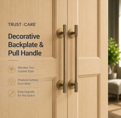 trust4care 4-Pack 2.3" Antique Brass Backplates of Bifold Closet Door Knob - color: Antique Brass, size: Set of 4