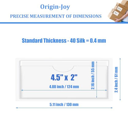 Origin-Joy 35 PCS Self Adhesive Index Card Pockets with Top Open, Clear Plastic Label Holder for Cards of Note, Library and Business, Adhesive Label Pockets & Card Holder (4.5 x 2 inch) - size: 4.5 x 2 inch, style: Horizontal