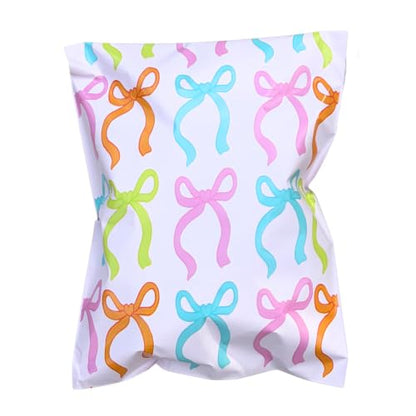 14.5x19 Designer Poly Mailer 100 Pack Heavy Duty Polymailers Waterproof Self Seal Shipping Bags Packaging for Small Business Large Mailing Envelopes Bulk Tear Resistant Packaging Lovely Bows - color: Lovely Bows, size: 14.5x19