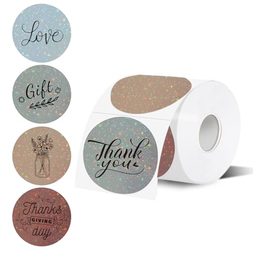 3''Holographic Thermal Label,Round Self-Adhesive Direct Thermal Label,for DIY Logo Design,Name Tag (200/Roll Beige) - color: Beige Gradient Starry Sky, size: 3 inches