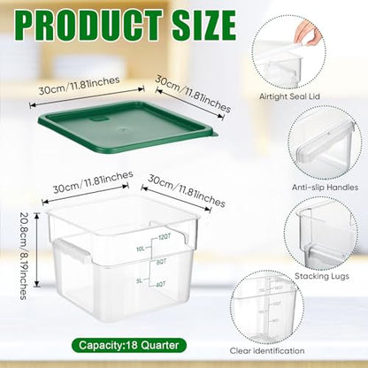 FoldTier 2 Pcs Square Food Storage Containers, Green, Red, 12 Qt - color: Green, Red, size: 12 Qt