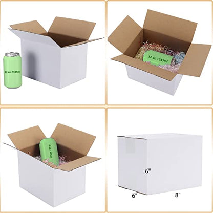 Calenzana 8x6x6 Shipping Boxes Set of 40, White Corrugated Cardboard Box for Mailing Packing Gifts Small Business - size: 8x6x6, style: 40 Pack