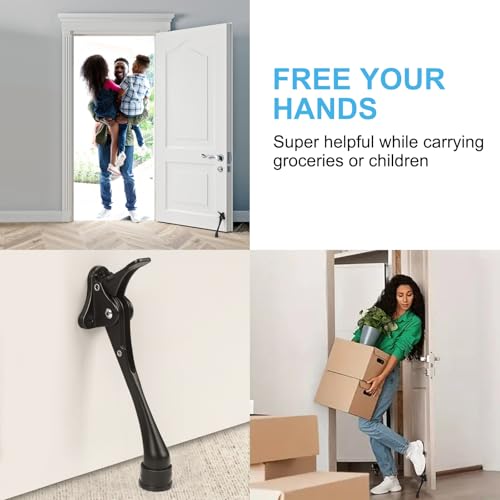 6 Inch Black Kick Down Door Stoppers for Bottom of Door, Heavy Duty Kickdown Door Stop, One Touch Kick Down Door Stoppers 1 Pack - color: Black, size: 6 inch x 1pack