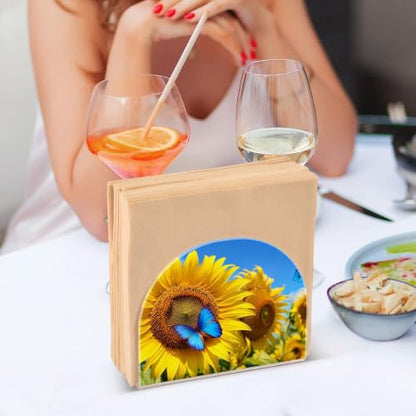 Blooming Sunflowers Napkin Holder for Table Acrylic Tissue Dispenser - color: Blooming Sunflowers
