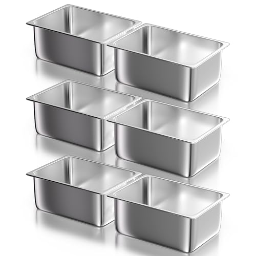 WantJoin Stainless Steel Steam Table Hotel Pan Set 1/2 Size 6 Inches 6pcs - color: 6" Deep, size: 1/2 Size