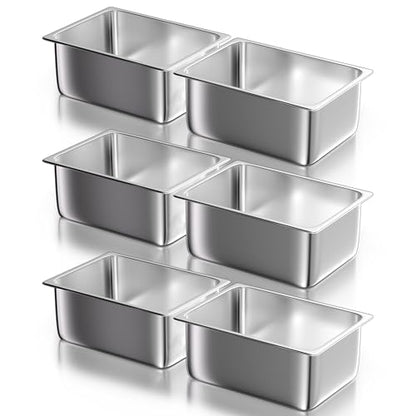 WantJoin Stainless Steel Steam Table Hotel Pan Set 1/2 Size 6 Inches 6pcs - color: 6" Deep, size: 1/2 Size
