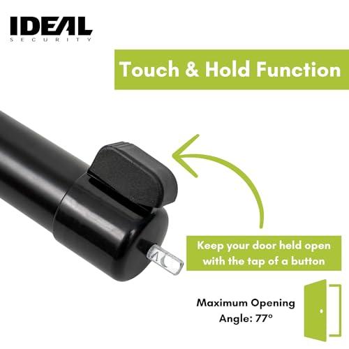 Ideal Security 9700 Heavy Pneumatic Touch & Hold Storm and Screen Door Closer for Wood, Aluminum, and Vinyl Doors, Silent and Smooth Closing, 11.5", Black - style: Black