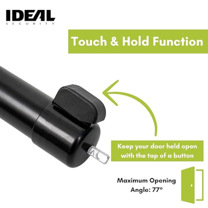 Ideal Security 9700 Heavy Pneumatic Touch & Hold Storm and Screen Door Closer for Wood, Aluminum, and Vinyl Doors, Silent and Smooth Closing, 11.5", Black - style: Black