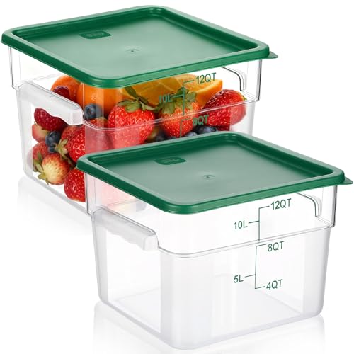 FoldTier 2 Pcs Square Food Storage Containers, Green, 12 Qt - color: Green, size: 12 Qt