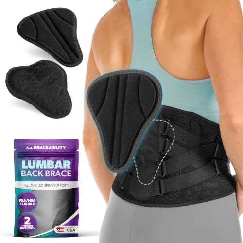 BraceAbility LSO Back Brace - Lumbar Support for Men and Women with Adjustable Straps for Sciatica, Herniated Disc, Lower Back Pain and Spinal Stenosis Relief (Size 2 Fits 35-40 Inch Waist) - size: Size 2 - 35-40 Inch Waist