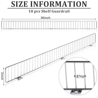 Yaocom 10 Pcs Gondola Shelf Fence 36x3'' Retail Front Wire Guard, Metal - color: Grey, size: 36" X 3"