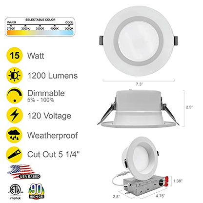 NUWATT 6 Pack 6 Inch Low Glare Canless LED Recessed Lights 5CCT 2700K-5000K