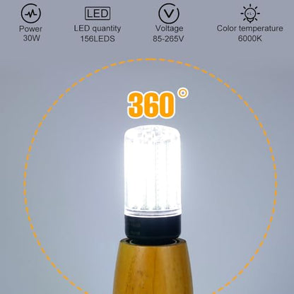 6Pack Led Corn Light Bulb 300W Equivalent 3520 Lumen Super Bright 6000K Daylight Lamp 30W E26/E27 Base Ceiling Fan Bulbs AC85-265V for Kitchen Living Room Home Garage Warehouse Indoor Outdoor Lighting - size: Medium