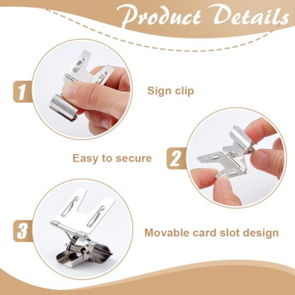 MAYJOYDIY 20 Pcs Platinum Pop Clip Sign Stand Holders Iron Sign Clips - color: Platinum