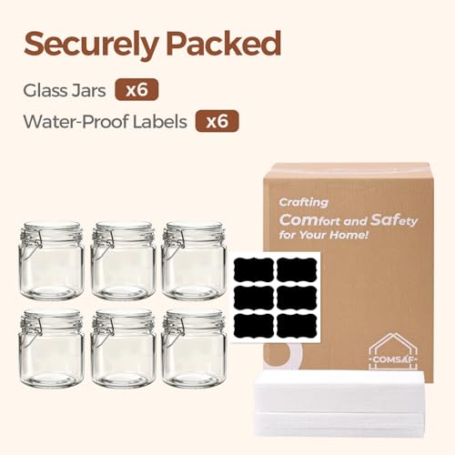 ComSaf 17 oz Overnight Oats Containers with Lids 6 Pack Wide Mouth - size: 17 fl oz x 6 - Wide Mouth