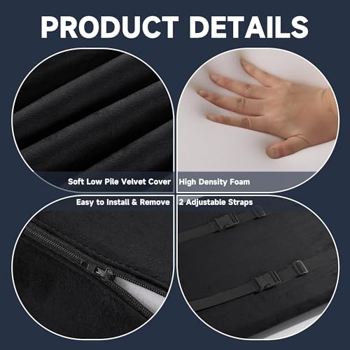 MABOZOO Wedge Recliner Leg Pillow, Foam Extra Large Foot Rest Cushion with Adjustable Straps, Recliner Footrest Extender Leg Elevation Pillow Wedge Pillow for Recliner, Bed, Sofa, Couch (Black) - color: Black