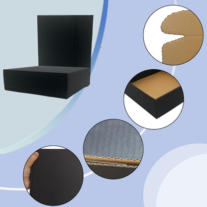 24 Pack 10x10x3 inches Black Shipping Boxes, Corrugated Cardboard Mailers - size: 10x10x3 Inches