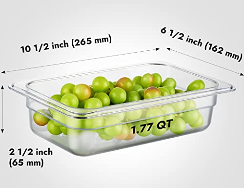 CURTA 6-Pack 1/4 Size 2.5" Deep NSF Polycarbonate Food Pans | Dishwasher & Freezer Safe Clear Container for Prep Tables, Buffet, Salad Bar, Commercial & Home Kitchen - color: 1/4 Size, size: 2-1/2" Deep