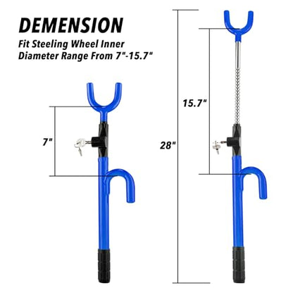 CARTMAN Adjustable Steering Wheel Lock, Anti-Theft Security Device, Blue - color: Blue