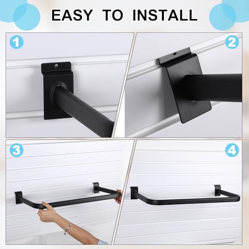 Shimeyao 4 Pcs U Shaped Handrail for Slatwall 24 Inch Oval Tubing Handrail Metal Slat Wall Accessory for Retail Displays Bracket Clothing Rack Home Use (Black)
