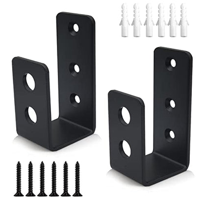 Door Barricade Brackets, 2 Pack 2x4 Door Barricade Brackets Door Security Barricade Brackets Bar Security Holder for Home, Barn, Shed, Garage, Gate to Security Door Reinforcement Fits 2x4 Bars, Black