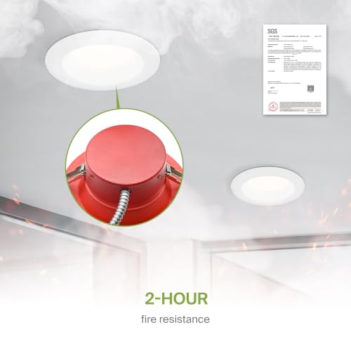 ASD 4 Pack LED Round Fire Rated Commercial Downlight 8 Inch, 13/16/19/22/25W 120-277V 0-10V Dimmable Canless Recessed Lights, 120Lm/W 2975Lm 2700/3000/3500/4000/5000K, White ETL ES T24 - size: 8 Inch