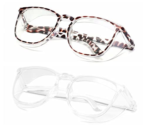 Alsenor Safety Glasses Anti Fog Goggles Protective Eyewear Blue Light Blocking ANSI Z87 UV Protection Glasses For Men Women (2 Pack(new-leopard+transparent)) - color: 2 Pack (New Leopard + Clear)