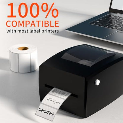 2x1inch Direct Thermal Label Paper for Barcodes, Shipping, 1000 Labels Per Roll White, Compatible with Rollo Label Printer & Zebra Desktop Printers - size: 2" x 1"