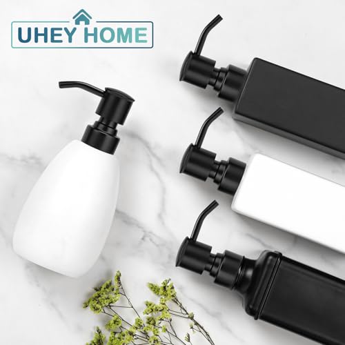 2 Pack Black 304 Stainless Steel Soap Dispenser Pump Replacement Standard 28/400 Thread for Regular Mouth Bottles Lotion Soap Dispenser for Kitchen Bathroom - color: Black