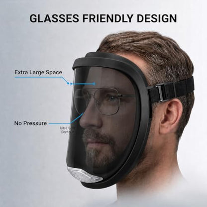 UCC LIFE Full Face Protective Shield Mask Anti-Fog Impact Resistant - color: Black Upgrade