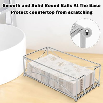 Livabber Guest Napkin Holder, Metal Bathroom Paper Hand Towel Storage Modern Napkin Tray Caddy for Countertop, Table Kitchen, Dinning Room (Chrome, Metal Base) - color: Chrome