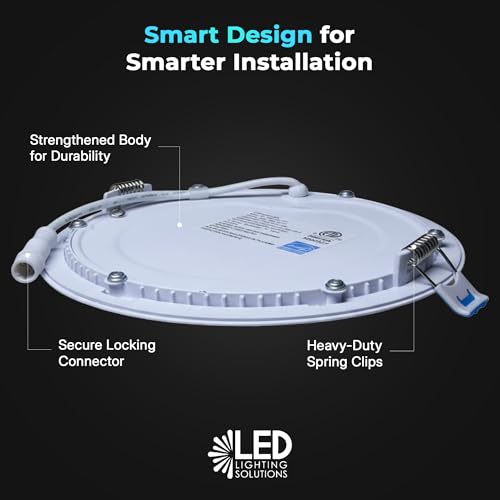 LED & Lighting Solutions 6" Dimmable Ultra Slim, Battery Powered recessed Lights, 12W 960 Lumens, CCT Selectable 2700K-6000K, 6 Inch Ceiling Light w/ 90 Min Battery Backup, ETL/IC/Damp Rated. - color: 5000K, size: 6"