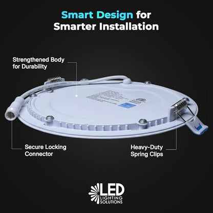 LED & Lighting Solutions 4" Dimmable Ultra Slim, Battery Powered recessed Lights, 9W 720 Lumens, CCT Selectable 2700K-6000K, 4 Inch Ceiling Light w/ 90 Min Battery Backup, ETL/IC/Damp Rated. - color: 5000K, size: 4"