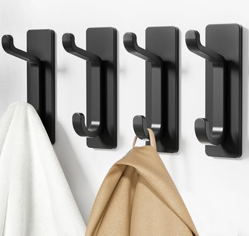 pickpiff 12 Pack Wall Hooks for Coat and Towel: 13LB Adhesive Door Hanger Stick on, Black - color: Black, size: 12 Pack