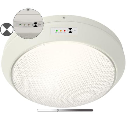 12 Inch Round LED Parking Garage Canopy Vapor Tight Emergency Ceiling Light, Battery Backup IP65 30W 3750LM 100-277V Waterproof Outdoor Lights, 5000K 0-10V Dimmable Flush Mount Light Fixture, ETL