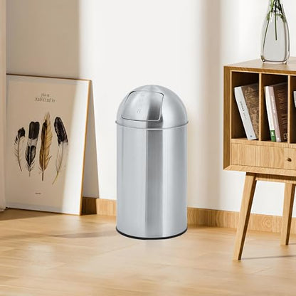 GlowSol Heavy Duty Commercial/Kitchen Trash Can, 70L/18 Gallon Fingerprint-Proof, Stainless Steel Garbage Can with Push Lid, Waste Bin with Removable Inner Bucket for Supermarket Commercial Use