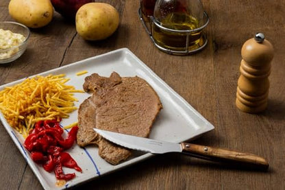Arcos Table Knives - Steak Knife Table Knife - Blade Nitrum Stainless Steel 4" - Cut meat effortlessly thanks to its pearly edge - Powerful serrated blade - Handle Pack Wood Brown color