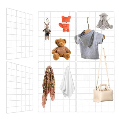WELLCO Grid Wall Panels, 15.7" x 11.8" Portable Display Grid, Assembled with Extra Joining Clips and Hooks, 4 Pack, White - color: White, size: 15.7"x 11.8"(4pack)